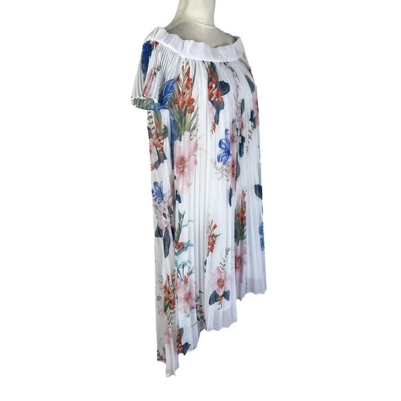 Ted Baker Luner Jamboree Pleated Off-Shoulder Hi-Lo Dress Size 2 / US 6 No Belt - Picture 4 of 9